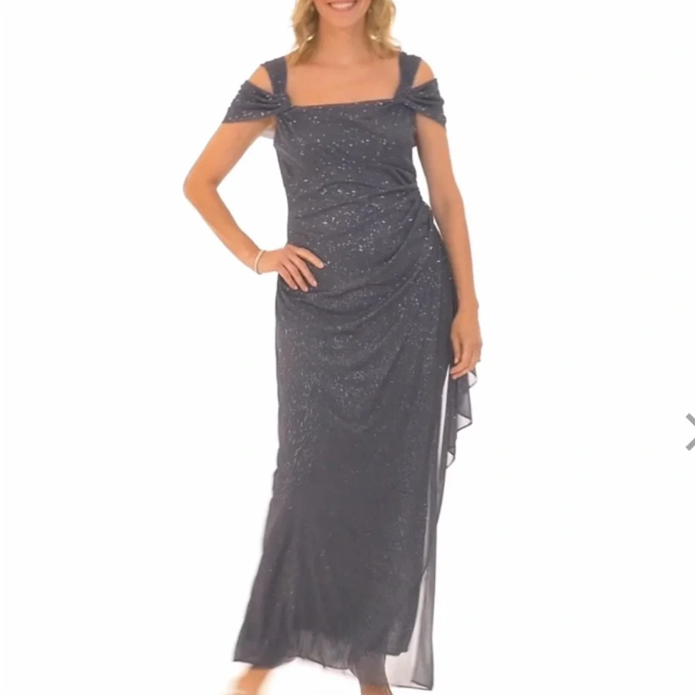 alex evenings cowl neck dress Alex Evenings Women's Long Sleeveless Glitter Mesh Dress - Pine
